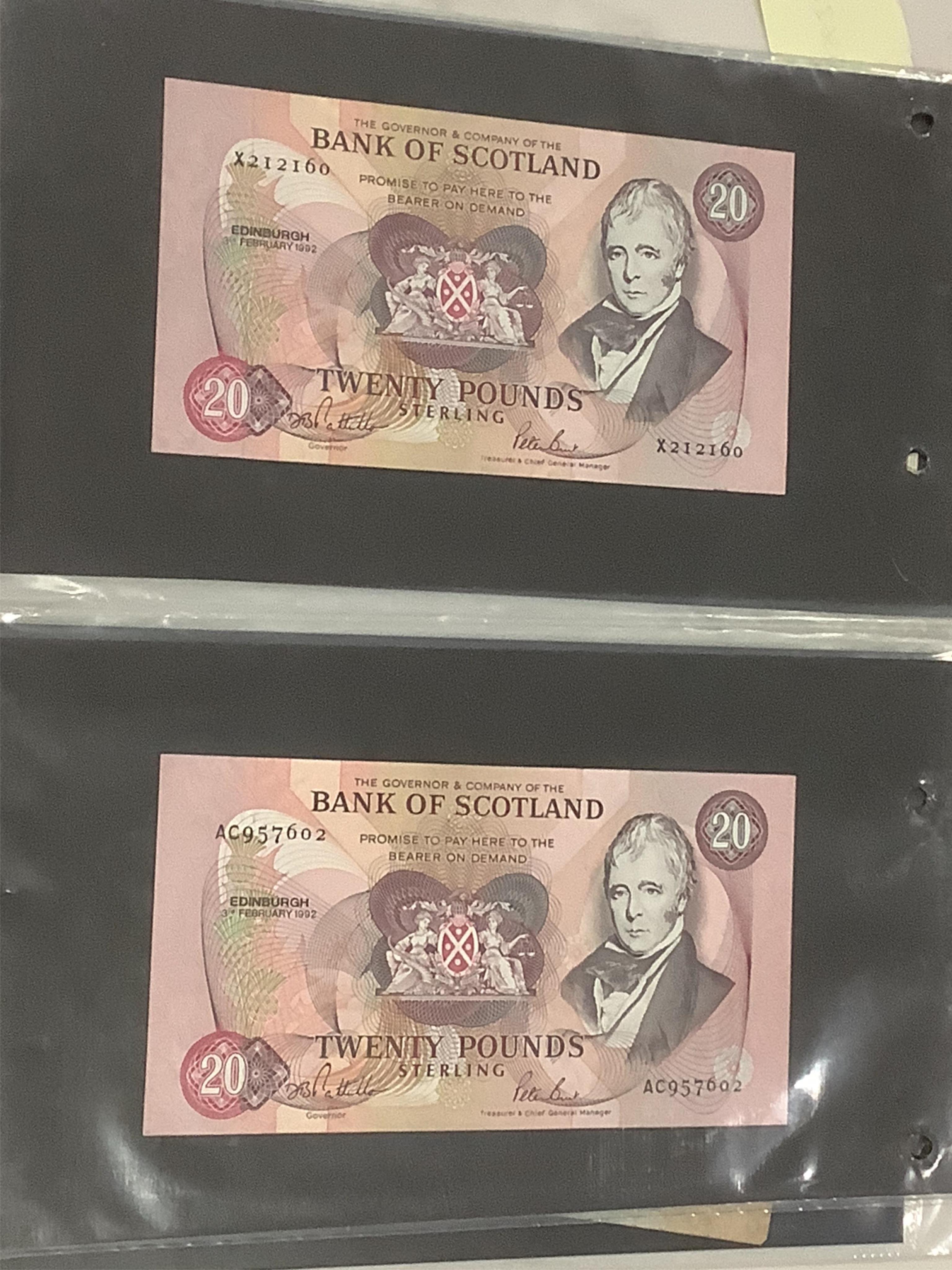 Sixteen assorted ERII Bank of Scotland banknotes